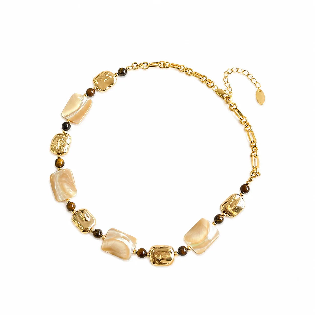 Fashion Abalone Shell Tiger Eye Stone Freshwater Pearl Necklaces for Girls Trendy Jewelry for Women Ladies Wholesale Bulk