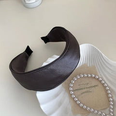 Female Solid Colored Wide Large Headbands Fashion Graceful Vintage Glossy Customized in Stock Hairbands Accessories for Women