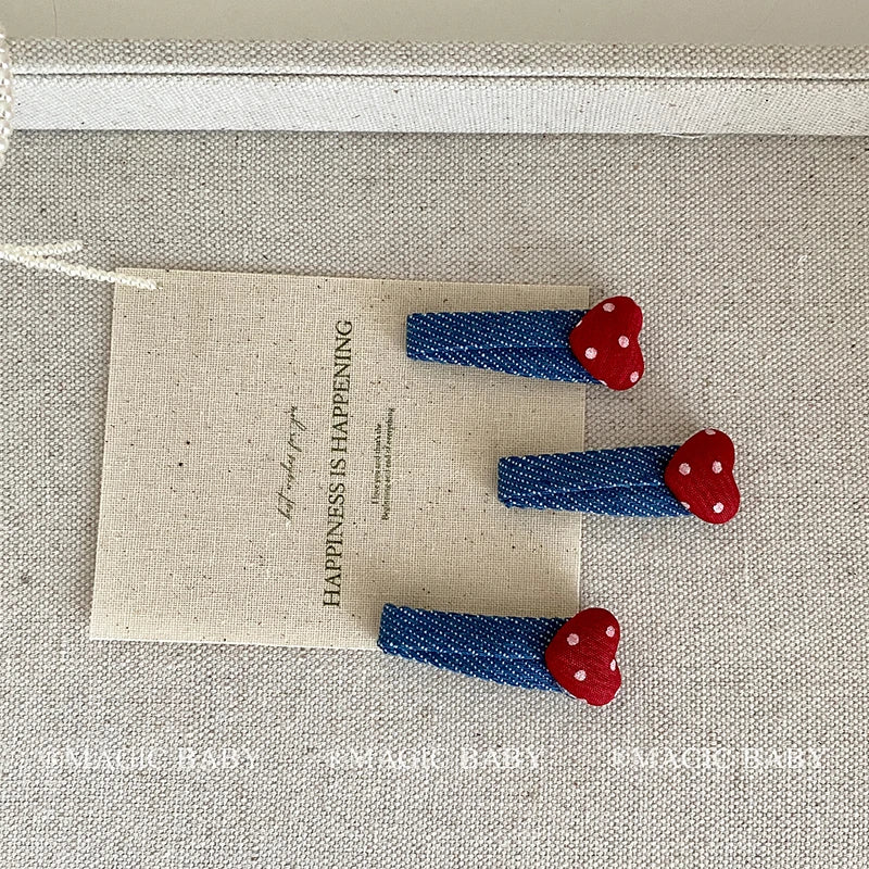 Fashion Denim Bowknot Polka Dot Hair Clips for Baby Girls Classic Stylish Snap Clips for Kids Children Hair Accessories in Stock
