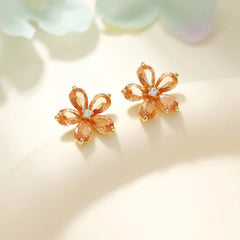 Female Flower Shape New Design Small Stud Earring Sweet Fashion Chic High Quality Jewelry Accessories for Women Holiday Causal