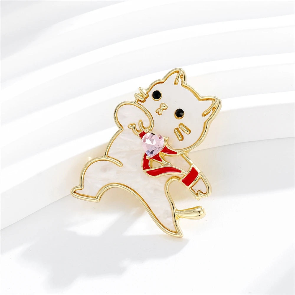 Fashion Sweet Cute Animals Cat Puppy Brooches for Girls Kawaii Minimalistic Pins Jewelry for Women Ladies Accessories Wholesale