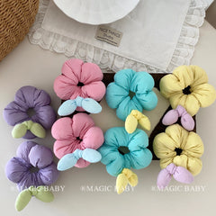 Fashion Solid Color Cute Sweet Bowknot Scrunchies for Baby Girls Kawaii Elegant Hair Ties for Kids Hair Accessories in Stock