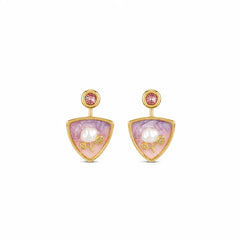 Women Triangle Flower Pink Green S925 Silver 18k Gold-plated Stud Earring Elegant Fashion Low MOQ in Stock Jewelry for Female