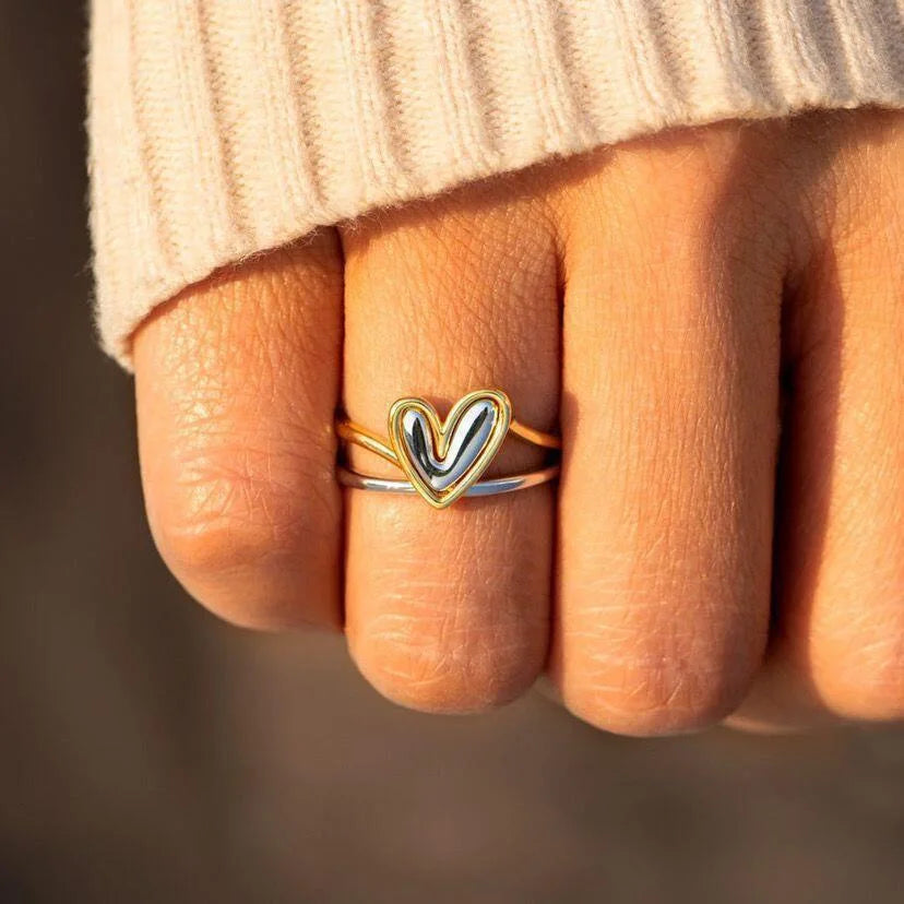 Women's Heart-shaped Rings Set Simple Love Style Fashion Sweet Cute Rings Minimalist Jewelry Accessories Wholesale Hot Selling