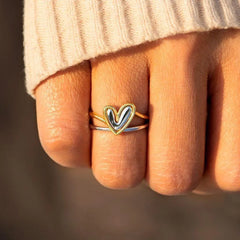 Women's Heart-shaped Rings Set Simple Love Style Fashion Sweet Cute Rings Minimalist Jewelry Accessories Wholesale Hot Selling