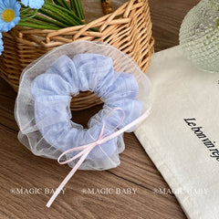 Girly Aesthetic Simple Solid Color Bowknot Large Scrunchies Fashion Sweet Elegant Ponytail Holder Hair Ties Accessories for Kids