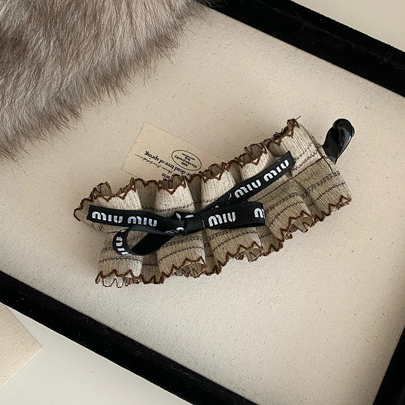 Elegant Lace Ribbon Barrette with Bow and Ruffles Hair Clips for Women Original Design Banana Clip Fashion Hair Accessories Bulk