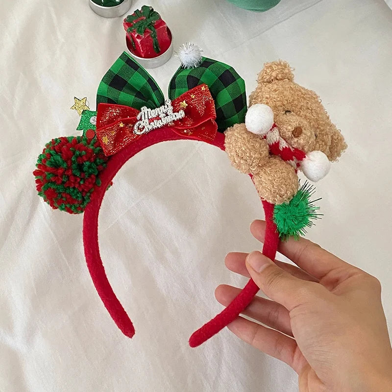 2025 Christmas Bowknot Bear Fashion Classic Hair Bands for Baby Girls Cute Sweet Head Band for Kids Children Hair Accessories
