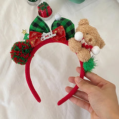 2025 Christmas Bowknot Bear Fashion Classic Hair Bands for Baby Girls Cute Sweet Head Band for Kids Children Hair Accessories