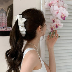 Pink White Polka Dot Hair Clips for Women Satin Banana Clips Custom Sweet Elegant Korean Girl Fashion Hair Accessories Wholesale