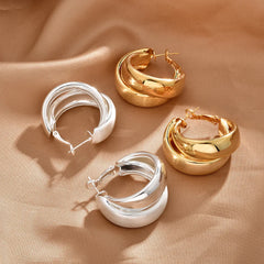 Fashion Women's Hoop Earrings Geometric Circle Retro Style Cross Wide Earrings Elegant Luxury Simple Chic Earrings Wholesale