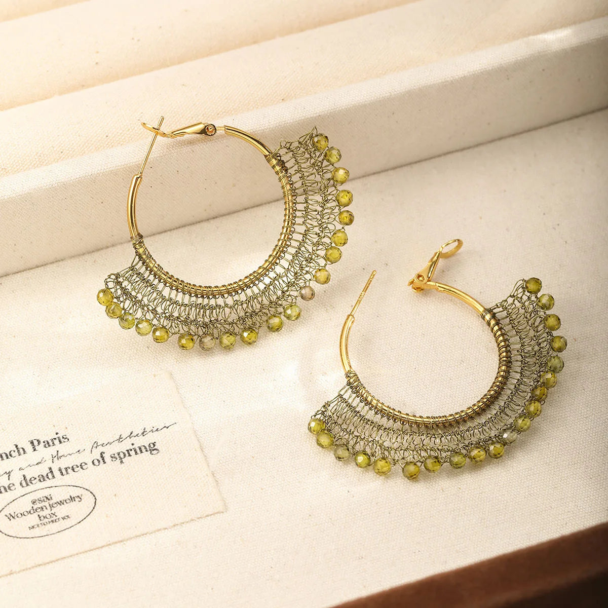 Female Vintage Elegant Zircon Natural Stone Copper Wire Hoop Earring Mixed Order Accepted in Stock Jewelry for Women Party Use