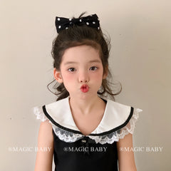 Girls Black Large Dots Bowknot Barrette Clips Elegant Fashion Wholesale in Stock Hairpins Accessories for Kids Daily School Use