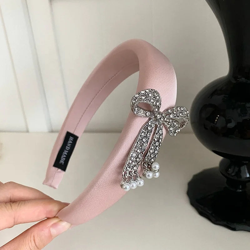 Fashion Luxury Bowknot Glitter Head Band for Girls Sweet Elegant Sparkle Hair Band for Women Ladies Hair Accessories in Stock