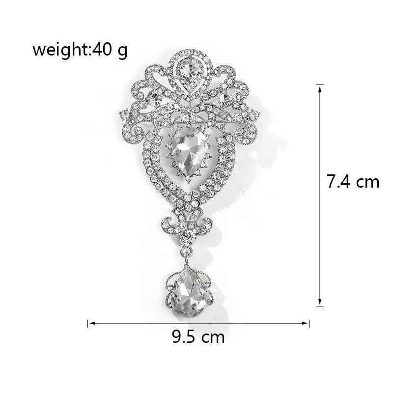 Fashion Luxury Glitter Sparkle Rhinestone Crystal Brooches for Girls Vintage Retro Classic Jewelry for Women Ladies Accessories