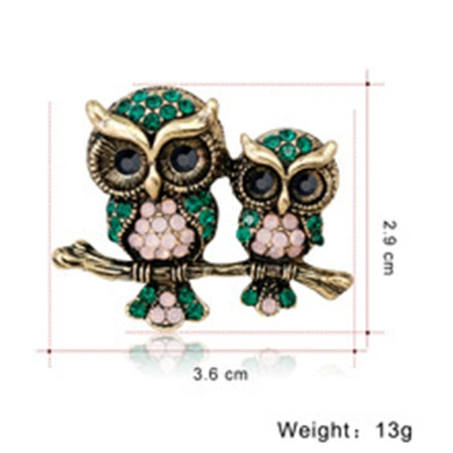 Fashion Bird Animals Rhinestone Glitter Sparking Brooches for Girls Owl Pins Jewelry for Women Ladies Accessories Wholesale