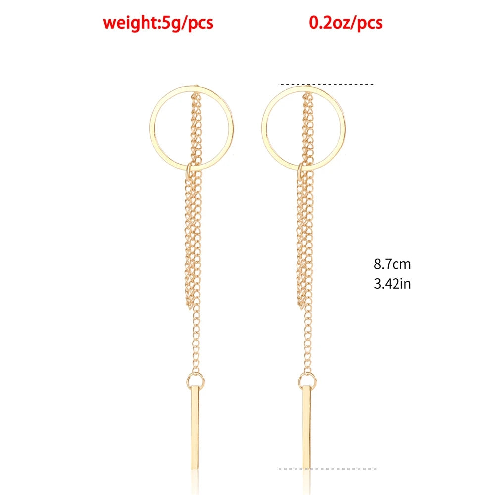 Fashion Simple Tassel Minimalistic Drop Earrings for Girls Hoop Art Deco Jewelry for Women Ladies Accessories Chinese Supplier