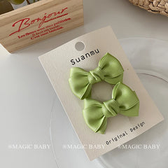 Girly Aesthetic Small Bowknot Solid Color Alligator Sweet Fashion Cute Wholesale in Stock Hairpins Accessories for Kids Children