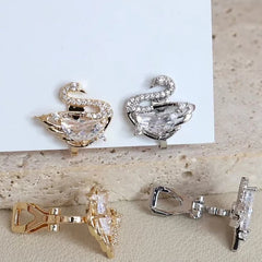 Fashion Imitation Pearl Swan Elegant Clip on Earrings for Girls Glitter Art Deco Jewelry for Women Ladies Accessories Wholesale