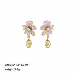 Fashion Freshwater Pearl Crystal Flower Drop Earrings for Girls Jewelry for Women Ladies Wholesale China Manufacturer Sweet
