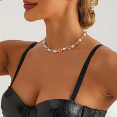Fashion Star Sweet Imitation Pearl Necklaces for Girls Elegant Graceful Glamorous Jewelry for Women Ladies Accessories Wholesale