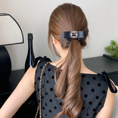 Women 2025 Hot Sale Black Bowknot Rhinestone Hair Ties Fashion Elegant Thick Thin Hair Scrunchies Accessories for Female Daily