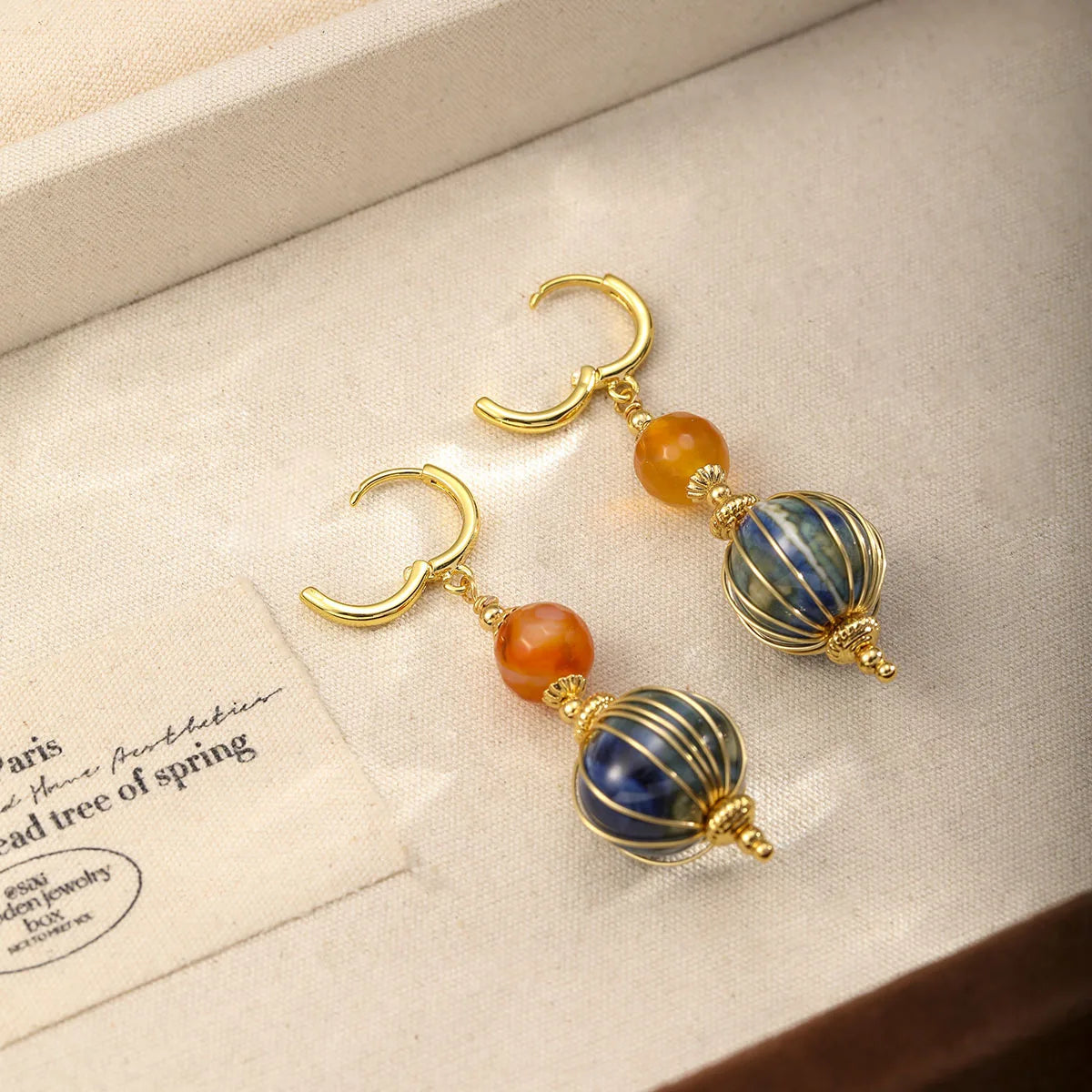 Fashion Natural Stone Ceramic Drop Earrings for Girls Dainty Luxury Vintage Jewelry for Women Ladies Wholesale China Supplier