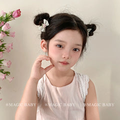 Girly Aesthetic Bowknot Heart Small Scrunchies Sweet Cute Fashion Wholesale in Stock Hair Ties for Daily Stage Travelling Use