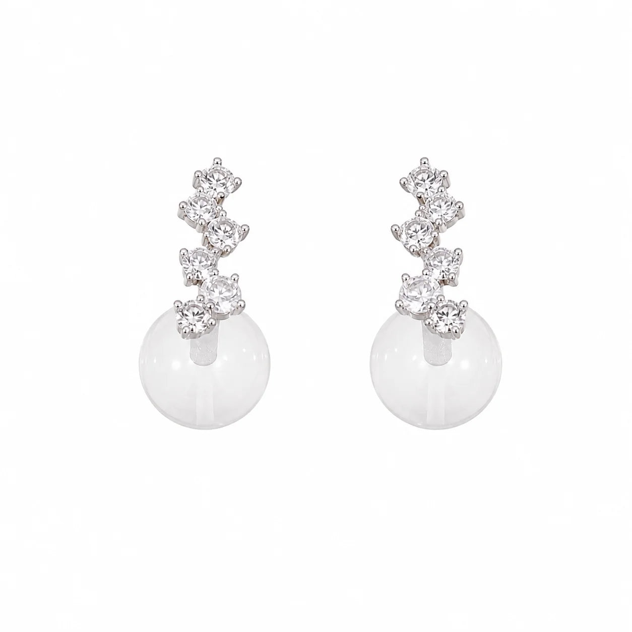 Fashion Crystal S925 Silver Cubic Zirconia Drop Earrings for Girls Simple Minimalistic Jewelry for Women Ladies Wholesale Bulk