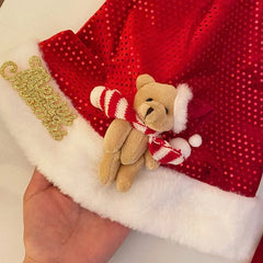 Female Christmas Festival Celebration Solid Color Large Fashion Classic Animals White Red Warm in Stock Christmas Hat Accessory