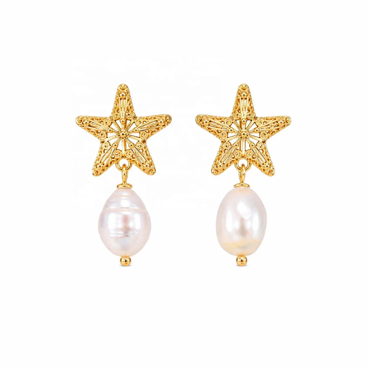 Female Star Baroque Pearl S925 Silver 18k Gold-plated Earring Simple Elegant Charms Low MOQ in Stock Jewelry for Women Causal