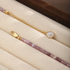Female Purple Beads Zircon Natural Stone Baroque Pearl Necklace Pendant Low MOQ Bulk in Stock Jewelry for Women Party Daily