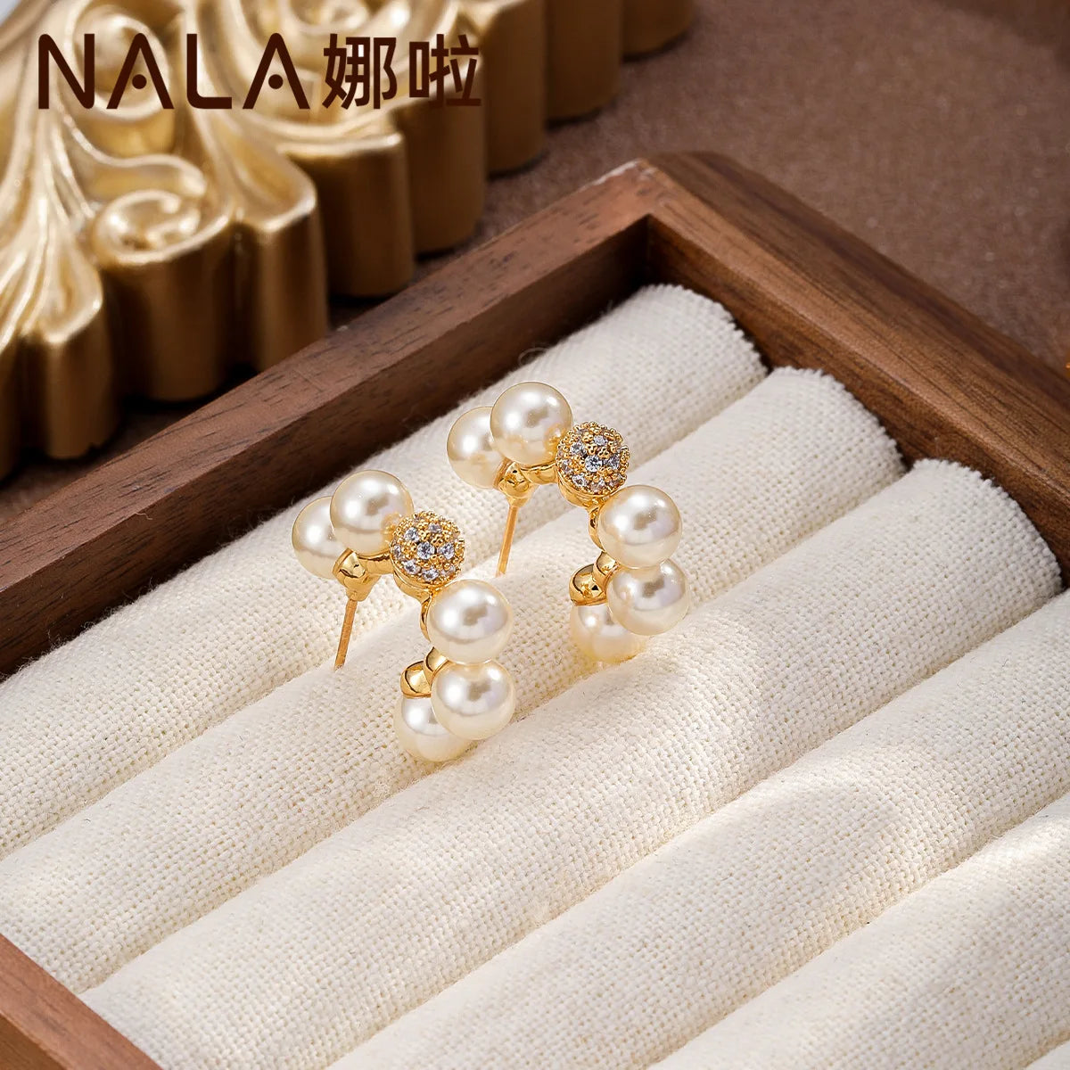 Ladies Pearl 18k Gold-plated S925 Silver Hoop Earring Fashion Elegant Charms Factory Price in Stock Jewelry for Women Causal