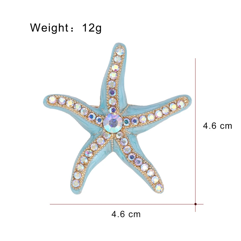 Fashion Ocean Style Starfish Glitter Brooches for Girls Sweet Elegant Pins Jewelry for Women Ladies Accessories Wholesale