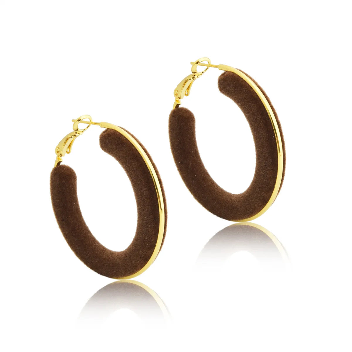 Ankela Red Flucked Velvet Earrings Large Hoop Light Luxury High-end Ear Buckles Retro Ear Jewelry for Women Autumn and Winter