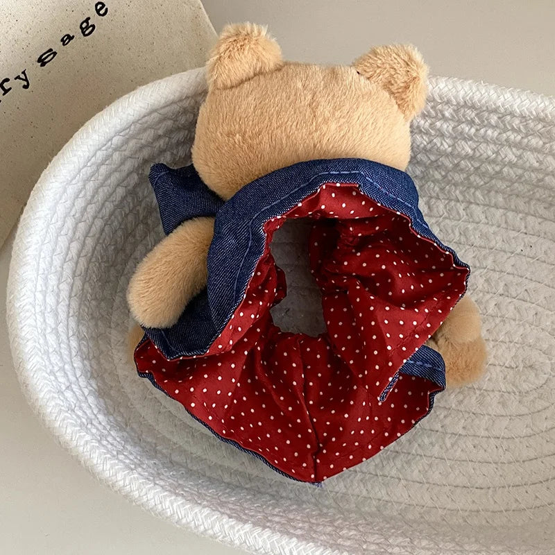 Fashion Animals Bear Polka Dot Scrunchies for Baby Girls Cute Sweet Hair Ties for Kids Children Hair Accessories in Stock