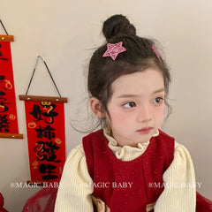 Solid Color Glitter Alloy Hair Clips for Kids Cute 5cm Snap Hair Accessories Fashionable and Sweet for Baby Girls Teens