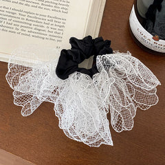Hot Sale Elegant Minimalistic Medium Scrunchies High Elastic Solid Black White Hair Ties Accessory for Women for Daily Office