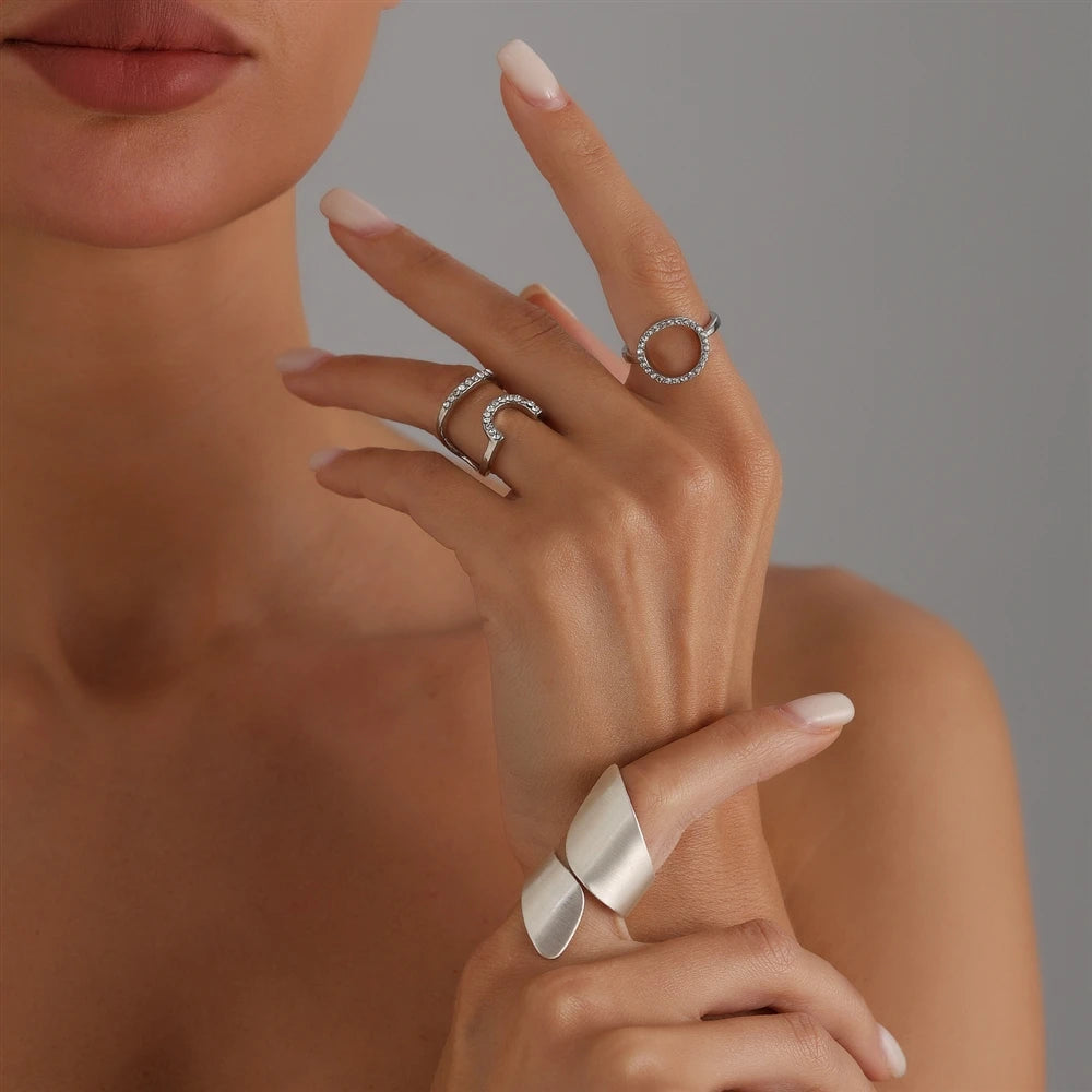 Fashion Simple Trendy Stylish Rings for Girls Minimalistic Elegant Art Deco Dainty Jewelry for Women Ladies Accessories Chic