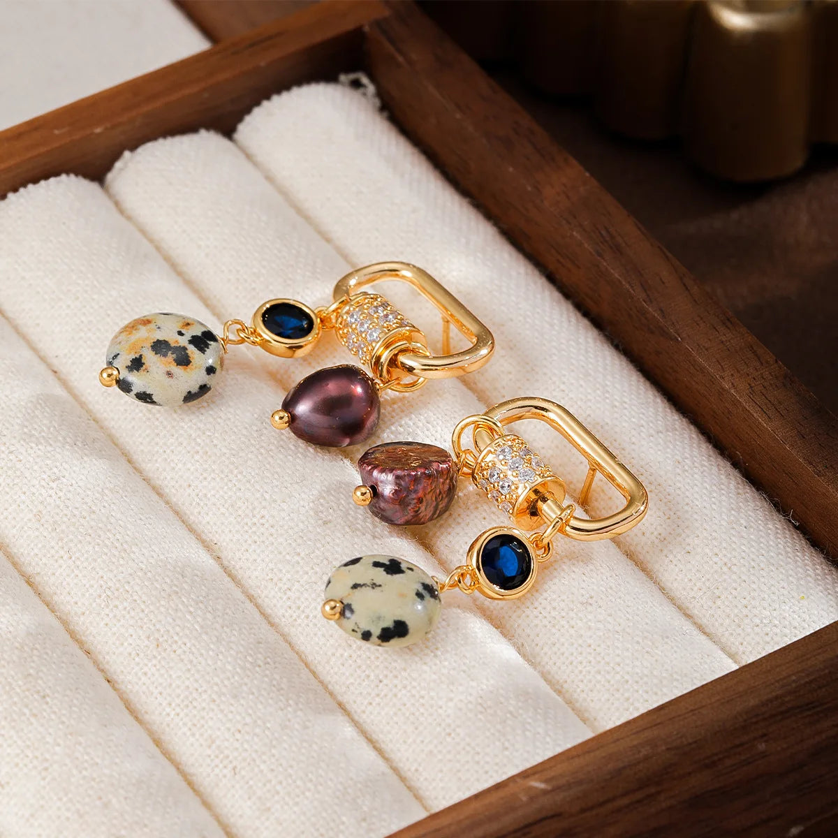 Women Zircon Spotted Stone Copper Hoop Earring Fashion Elegant Charms Factory Price in Stock Jewelry for Female Daily Party Use
