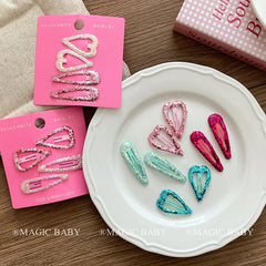 Solid Color Glitter Fashion Trendy Hair Clips for Baby Girls Sweet Cute Snap Clips for Kids Teens Children Hair Accessories