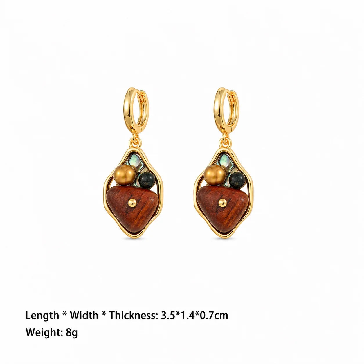 Fashion Wood Freshwater Pearl Crushed Shell Copper 18K Gold Plated Drop Earrings for Girls Trendy Jewelry for Women Wholesale