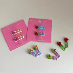 Sweet and Cute Multicolor Flower Apple Hairpins Children's Fashion Accessory for Daily Use Simple Style for Kids and Girls