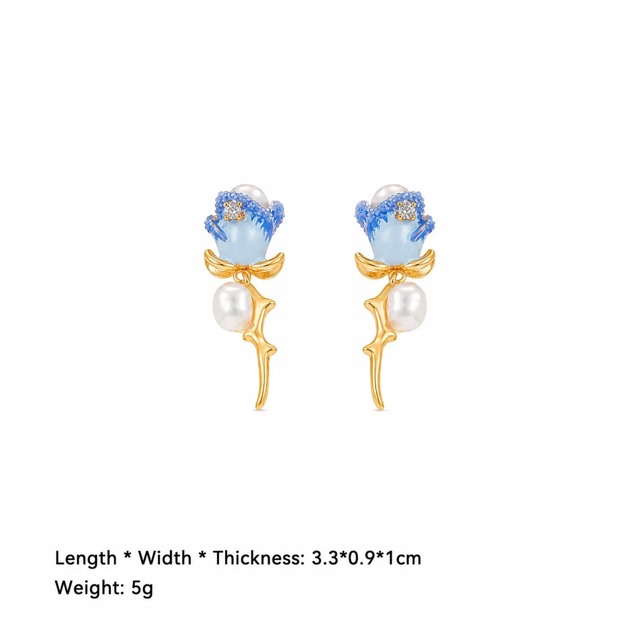 Female Charms Rose Flower Blue Pink Freshwater Pearl S925 Silver 18k Gold-plated Earring Low MOQ in Stock Jewelry for Women