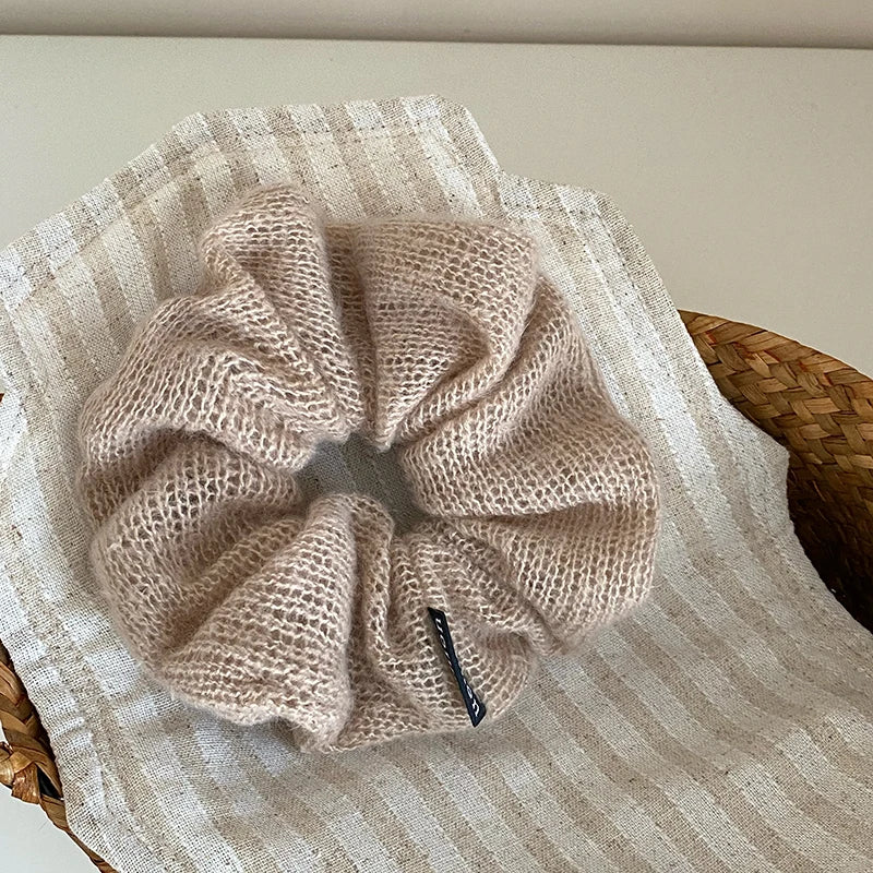 Women Solid Color High Elastic X-Large Hair Ties Fashion Elegant Autumn Winter Warm Bulk in Stock Ponytail Scrunchies for Female