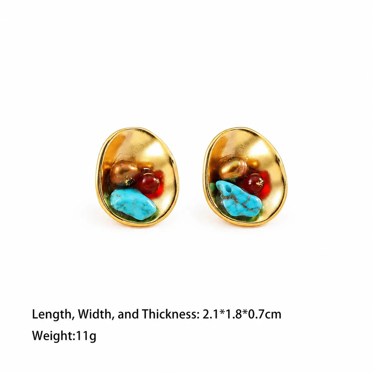 Fashion S925 Silver Turquoise Red Agate Stud Earrings for Girls Boho Vintage Jewelry for Women Ladies Wholesale China Factory