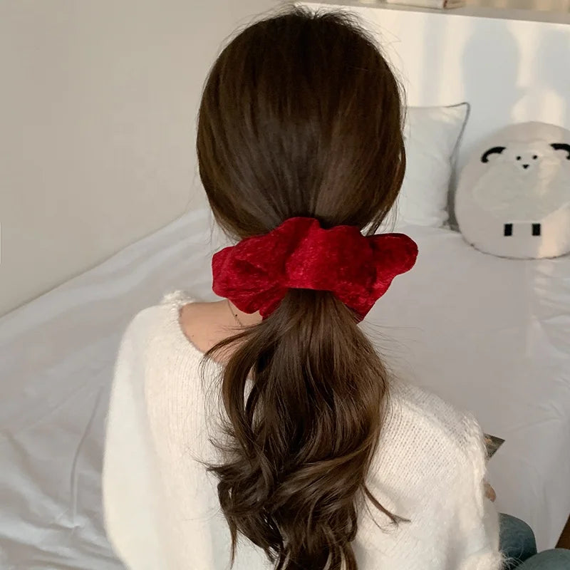 Women Solid Color Velvet X-Large Thick Thin Hair Scrunchies Fashion Vintage Elegant Bulk Order in Stock Hair Ties Accessories