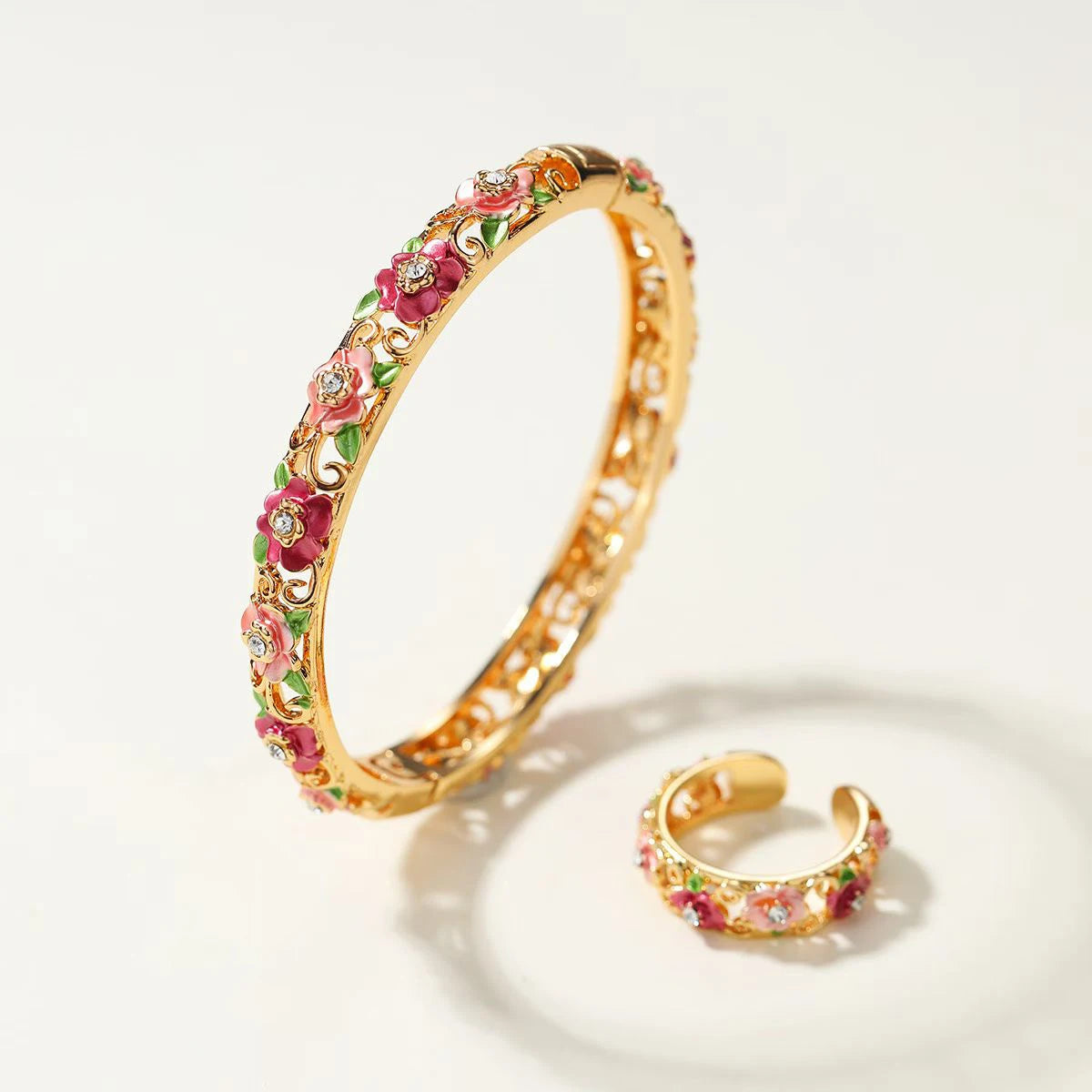 Luxury Dainty Bold Fashion Trendy Bangles Elegant Rings for Girls Graceful Stylish Jewelry Sets for Women Ladies Accessories