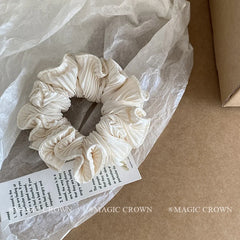 Elegant Solid Color Fabric Scrunchies Graceful Handmade Vintage Style Hair Ties for Women High Elastic Large Daily Use Accessory