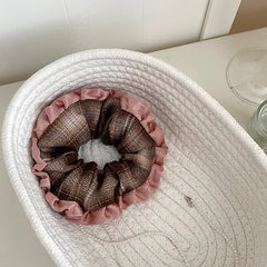 Elegant Gentle Plaid Dress Scrunchies for Girls Fashion Sweet Autumn Winter Hair Ties for Women Ladies Hair Accessories in Stock